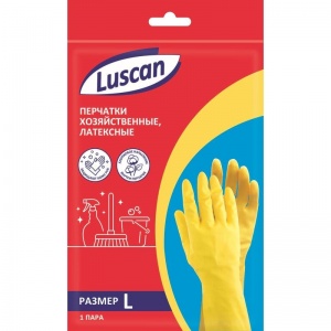 Перчатки латексные Luscan, с хлопковым напылением, размер 9 (L), 1 пара