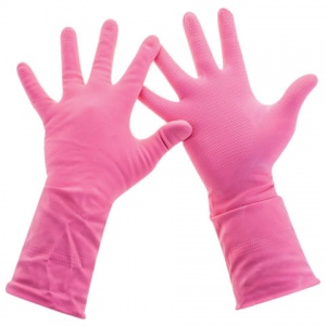 Перчатки резиновые Paclan Practi Comfort, размер 9 (L), розовые, 1 пара (407121/407272)