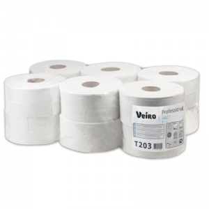 Бумага туалетная для диспенсера 2-слойная Veiro Q2 Comfort, белая, 200м, 12 рул/уп (T203)
