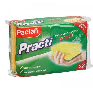 Губка поролон/абразив Paclan Practi Profi (90x70x50мм) набор 2шт. (409110/409111)