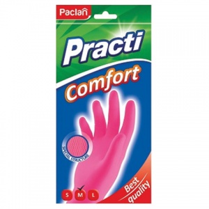 Перчатки резиновые Paclan Practi Comfort, размер 8 (М), розовые, 1 пара (407120/407271)