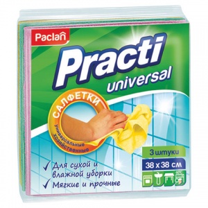 Салфетка хозяйственная Paclan Practi (38x38см) нетканое полотно, 3шт. (410018)