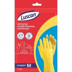 Перчатки латексные Luscan, с хлопковым напылением, размер 8 (М), 1 пара