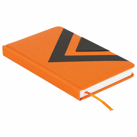 Ежедневник недатированный А5 Brauberg Waves (160 листов) обложка кожзам, оранжевый/черный (111878), 30шт.