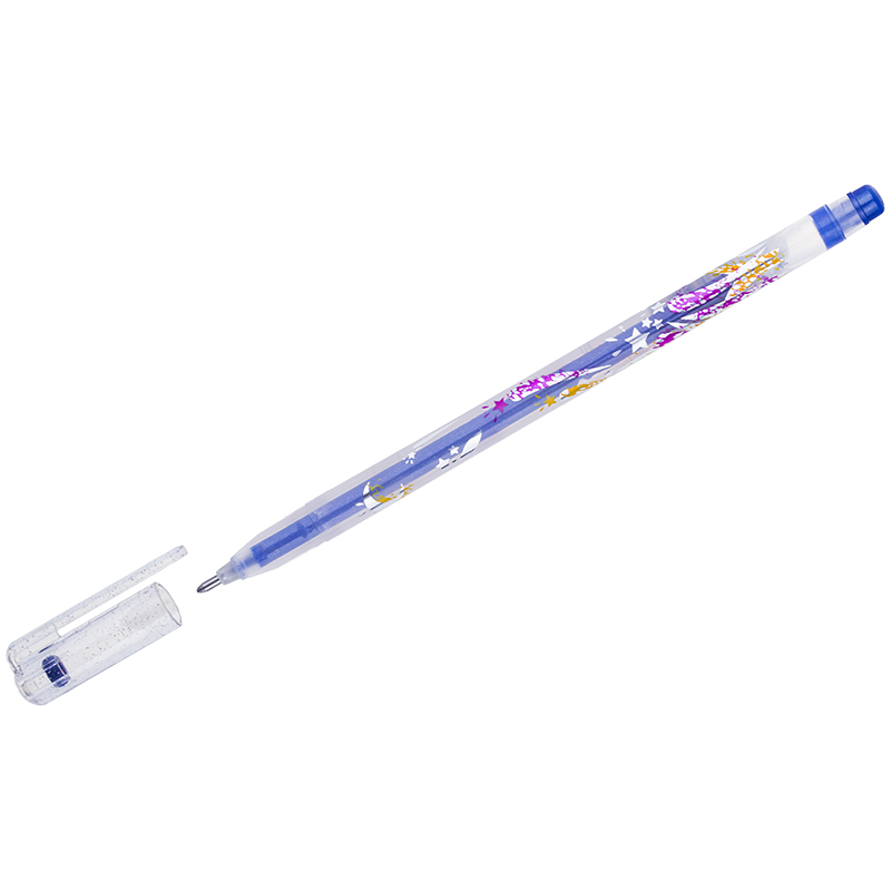 Ручка гелевая Crown Glitter Metal Jell (0.8мм, синий с блестками) 12шт. (MTJ-500GLS(D))
