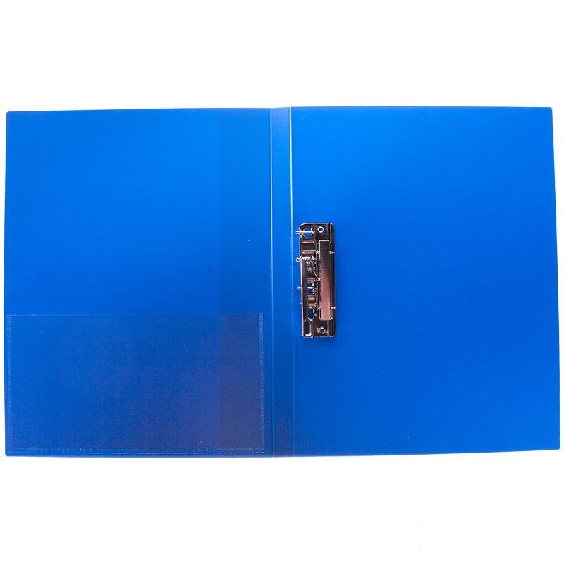 Папка с зажимом Berlingo Standard (А4, до 100л., пластик, с кармашком) синяя (MM2340), 30шт.