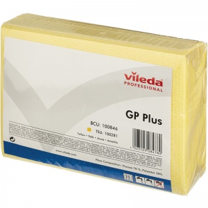 Салфетка хозяйственная Vileda GP Plus (35x50см) вискоза/полиэстер, желтая, 25шт. (100846)