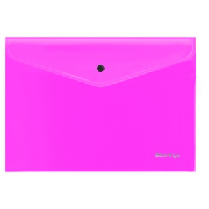 Папка-конверт на кнопке Berlingo Neon (А4, 200мкм) прозрачная розовый неон (EFb_A4391), 12шт.