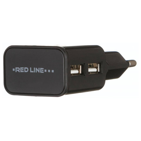 Сетевое зарядное устройство Red Line NT-2A, 2xUSB, кабель microUSB, ток 2.1А, черный (УТ000012253)