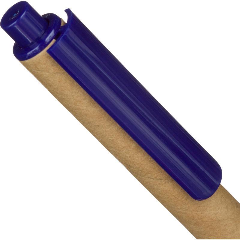 Ручка шариковая автоматическая (синий картонный корпус, 0.7мм, синий цвет чернил), 50шт.