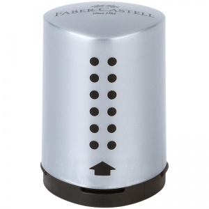 Точилка ручная пластиковая Faber-Castell Grip 2001 Mini (1 отверстие, с контейнером) серебристая (183700)