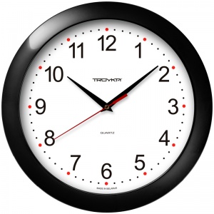 Часы настенные аналоговые Troyka 11100112, черная рамка, 29x29x3.5см, 10шт.