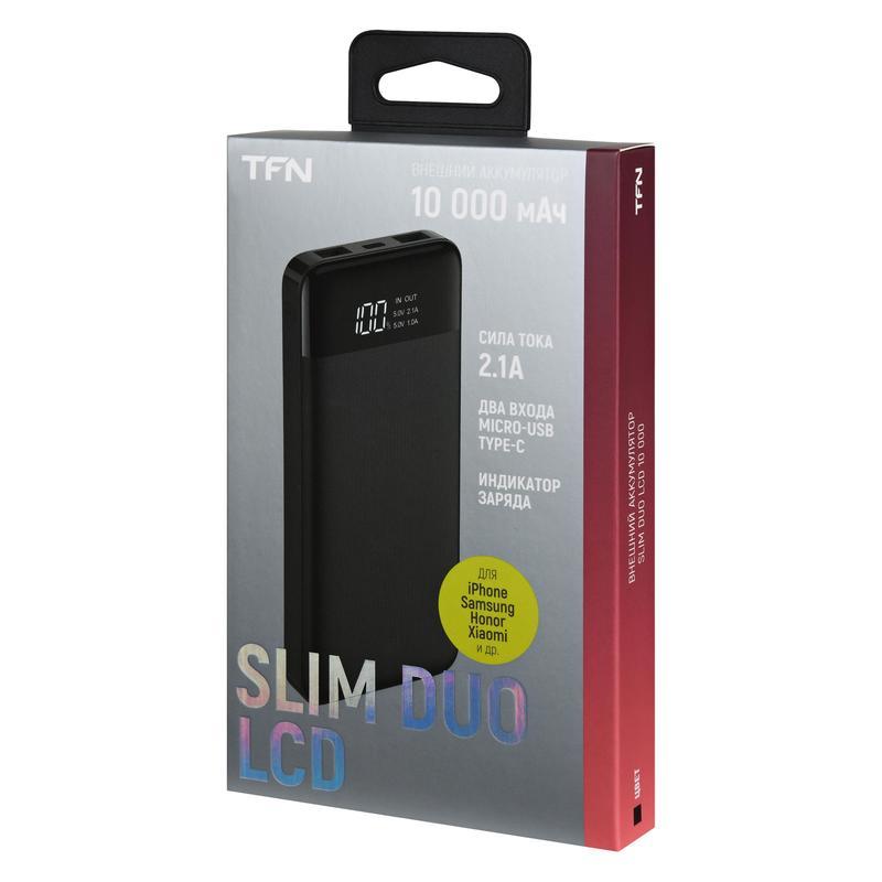 Внешний аккумулятор TFN Slim Duo LCD (10000 мАч) черный (TFN-PB-217-BK)