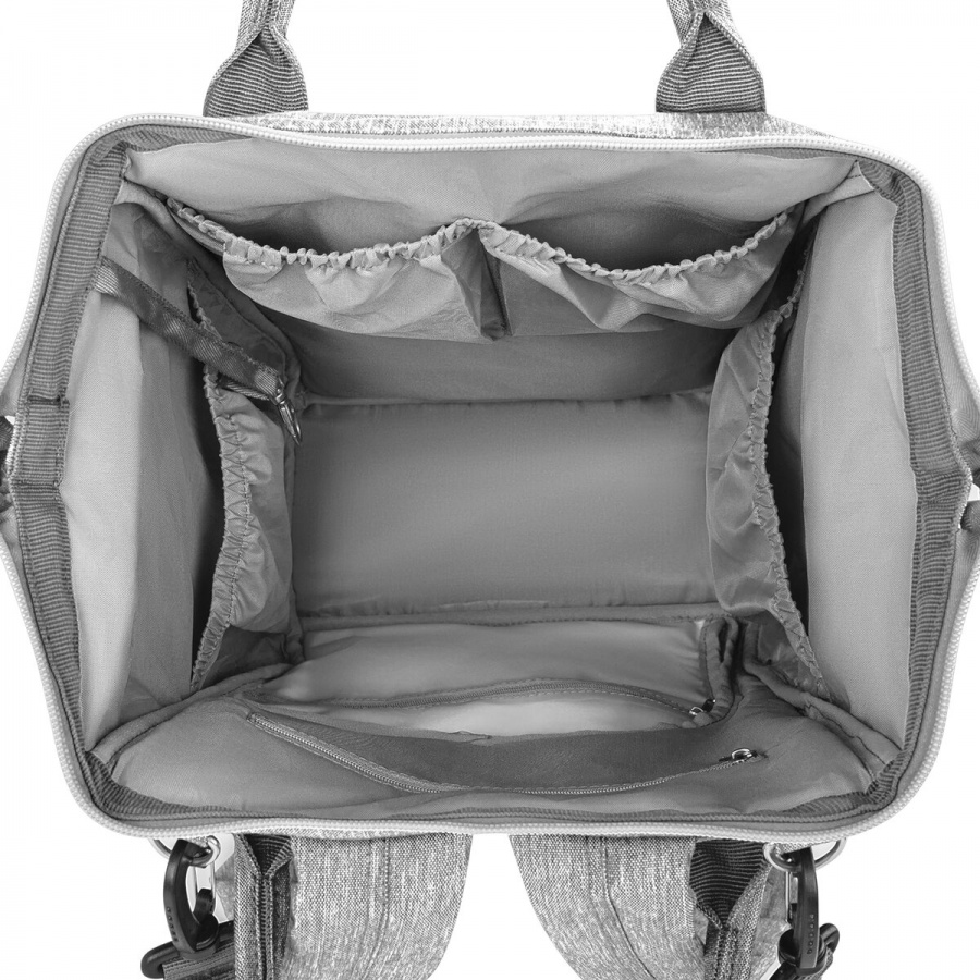 Рюкзак для мамы Brauberg Mommy с ковриком, крепления на коляску, термокарманы, серый, 40x26x17см (270819)