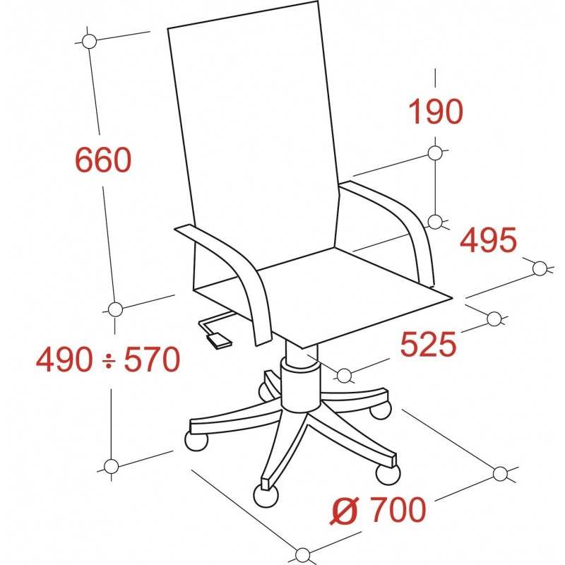 Кресло руководителя Easy Chair 550 TR, рециклированная кожа черная, хром