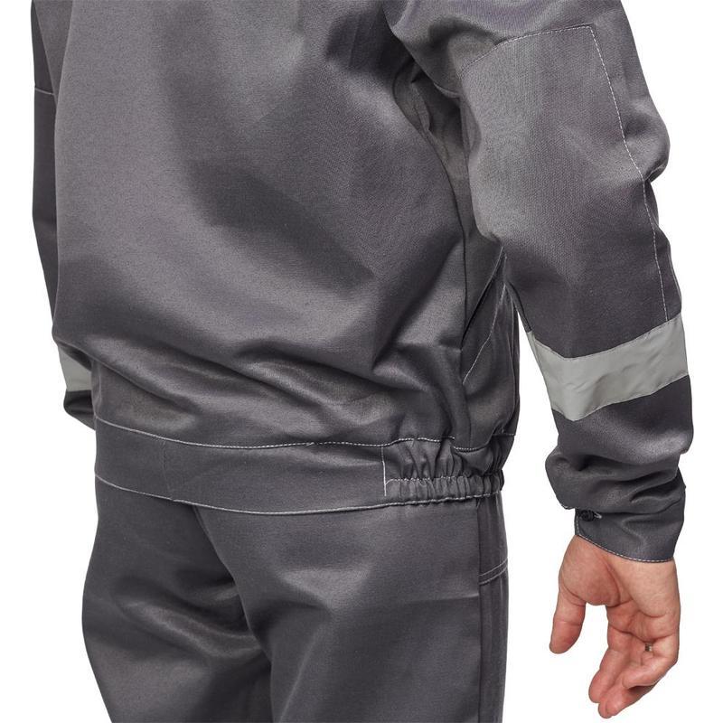 Спец.одежда летняя Костюм мужской л22-КПК, куртка/полукомбинезон с СОП, темно-серый/светло-серый (размер 52-54, рост 194-200)