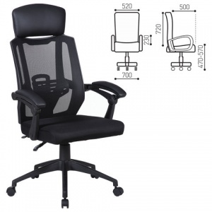 Кресло руководителя Brabix Nexus ER-401, экокожа/сетка черная, пластик