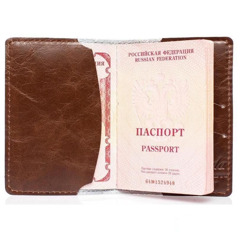 Обложка для паспорта Eshemoda Лесная шпана, натуральная кожа, разноцветная (1055)