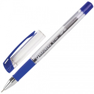 Ручка шариковая Brauberg Active (0.35мм, синий цвет чернил, масляная основа, резиновый упор) 1шт. (OBP105)