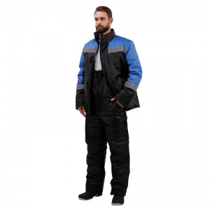 Спец.одежда Куртка зимняя мужская з38-КУ с СОП, черная/голубая (размер 44-46, рост 182-188)
