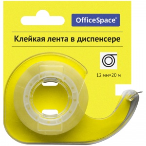 Клейкая лента (скотч) канцелярская в диспенсере OfficeSpace (12мм x 20м, прозрачная) (288235)