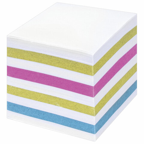Блок-кубик для записей Staff, 90x90x90мм, непроклеенный, цветной (126367)