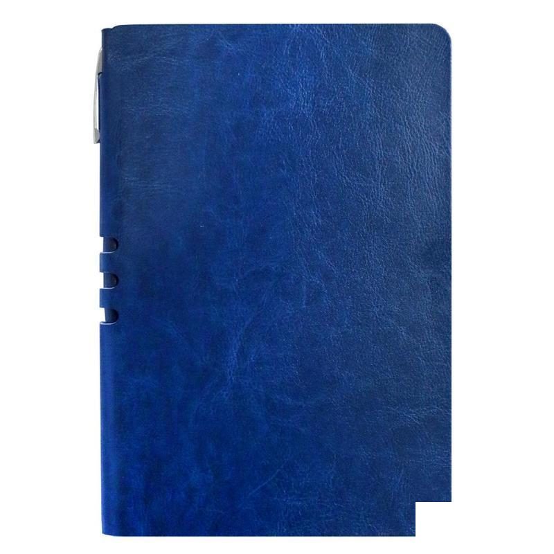 Бизнес-тетрадь А5 Attache Light Book, 112 листов, линейка, на сшивке, кожзам, темно-синяя (140x202мм)