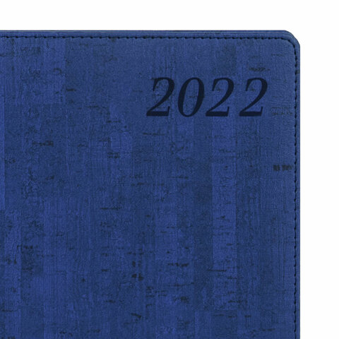 Еженедельник датированный на 2022 год А4 Brauberg Wood (64 листа) обложка кожзам под дерево, синий (112861)