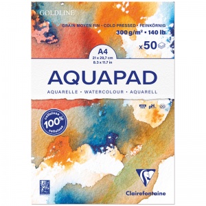 Альбом для акварели А4, 50л Clairefontaine "Goldline Aqua" (300 г/кв.м, холод. прессование) (975721C)