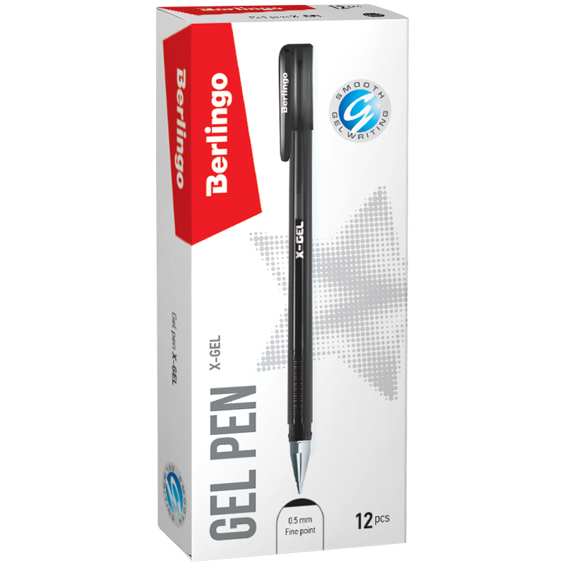 Ручка гелевая Berlingo X-Gel (0.4мм, черный) 12шт. (CGp_50120)