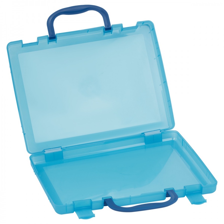 Папка-портфель Стамм (А4, 1 отделение, пластик, 275х375х57мм, ручка) тонированная голубая (КС17), 8шт.