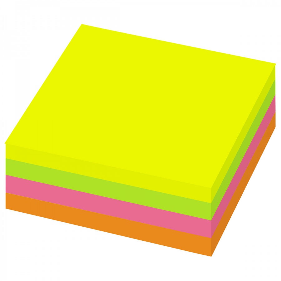 Стикеры (самоклеящийся блок) Brauberg Extra Sticky, 75х75мм, 4 цвета неон, 2 блока по 320 листов (112422)