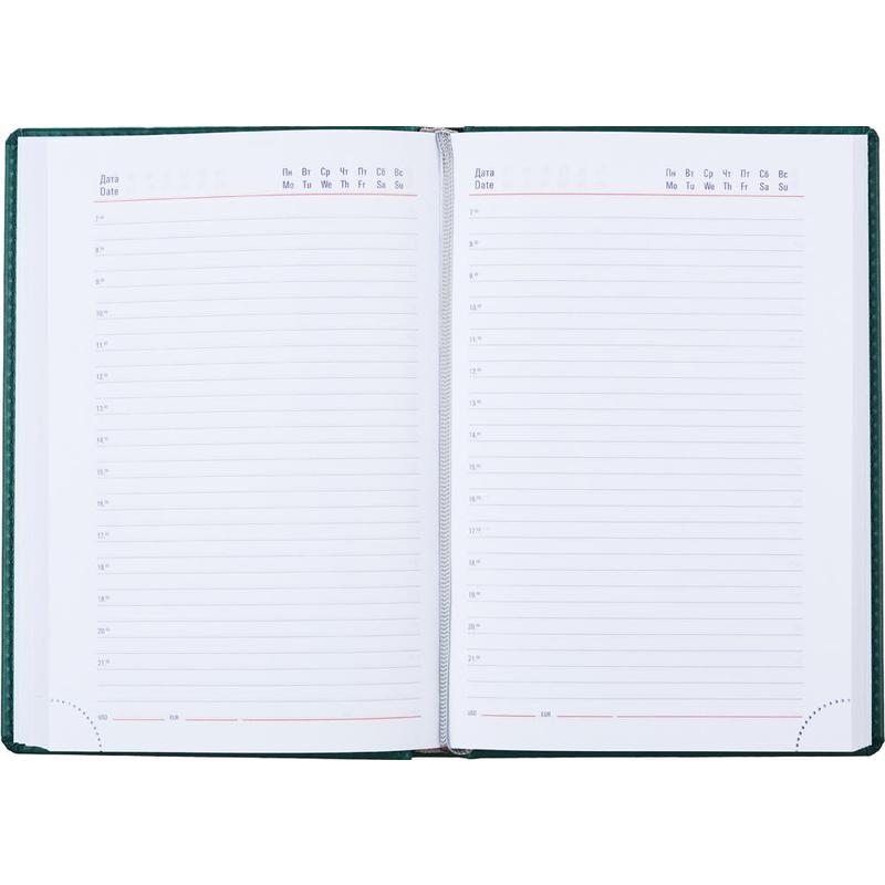 Ежедневник недатированный А5 Attache (180 листов) обложка кожзам, зеленый