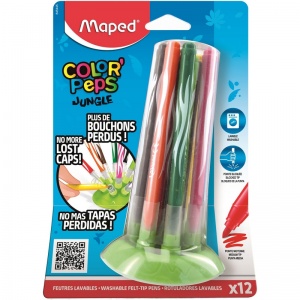 Набор фломастеров 12 цветов Maped Color'Peps Jungle Innovation (линия 2мм) гибкая подставка (845445)