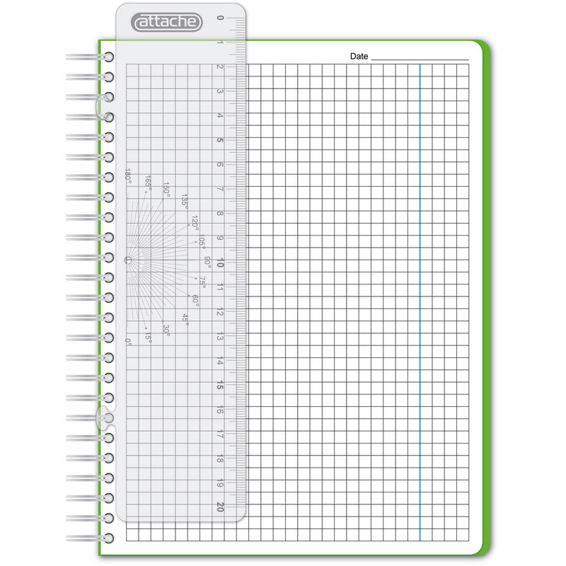 Бизнес-тетрадь А5 Attache Waves, 100 листов, клетка, на спирали, закладка, зеленая