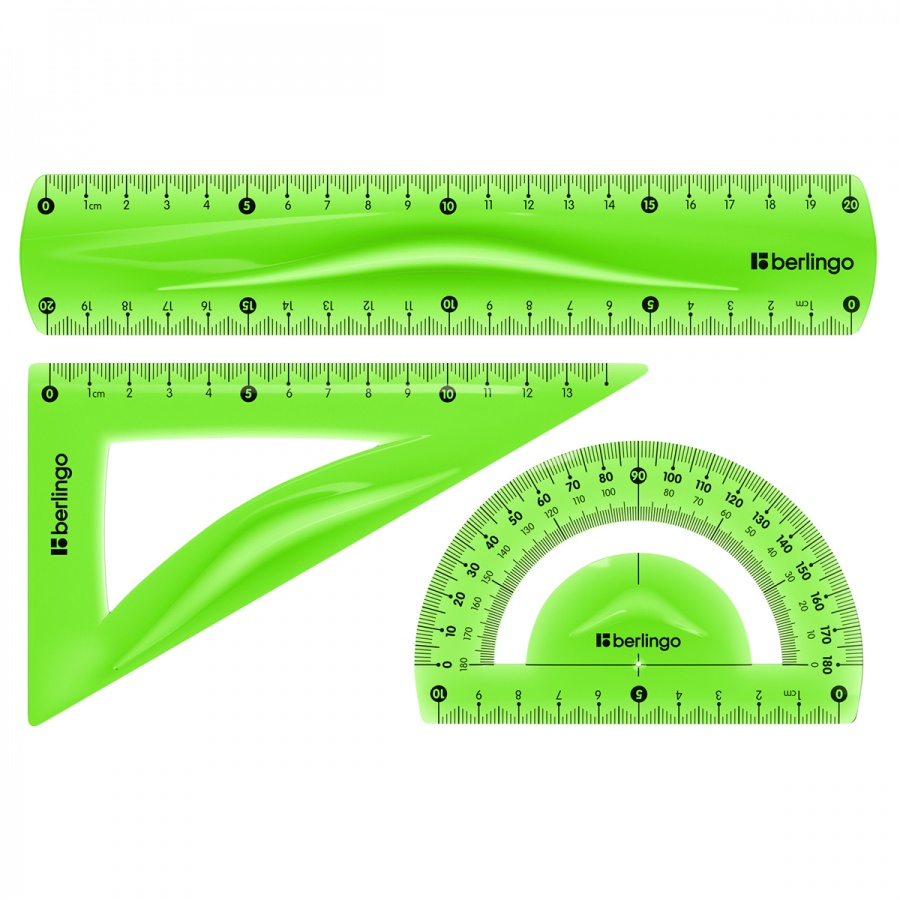 Набор чертежный средний Berlingo Flexy (треугольник 14см, линейка 20см, транспортир) гибкий (RS_10103)