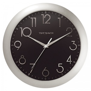 Часы настенные аналоговые Troyka 11170182, серебристая рамка, 29x29x3.5см