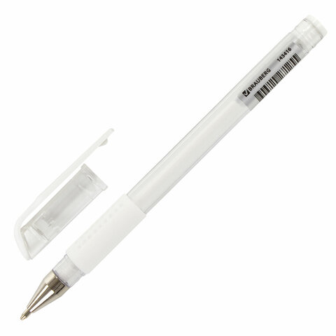 Ручка гелевая Brauberg White (0.5мм, белый, держатель) 24шт. (143416)