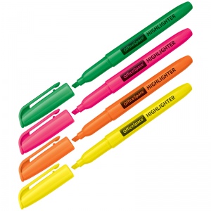 Набор маркеров-текстовыделителей OfficeSpace (1-3мм, 4 цвета) 4шт. (HL4_2889)