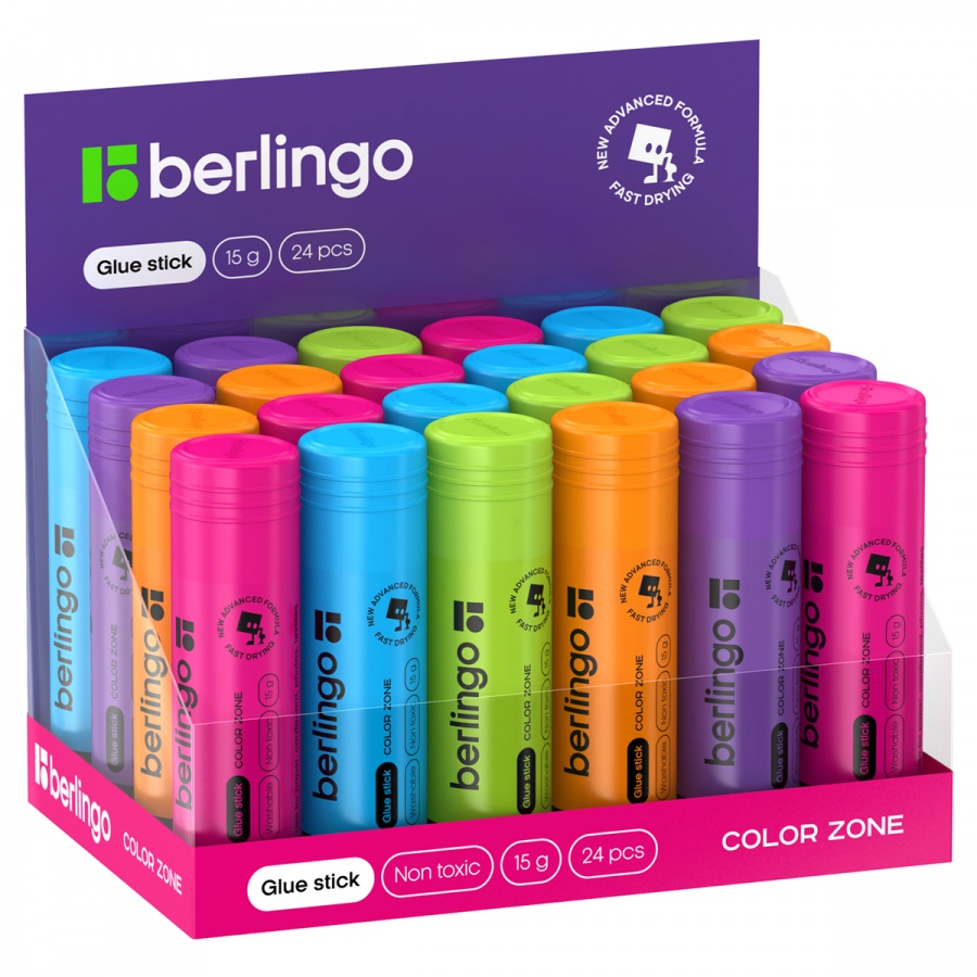 Клей-карандаш Berlingo Color Zone, 15г, ПВП (FPp_15016), 216шт.