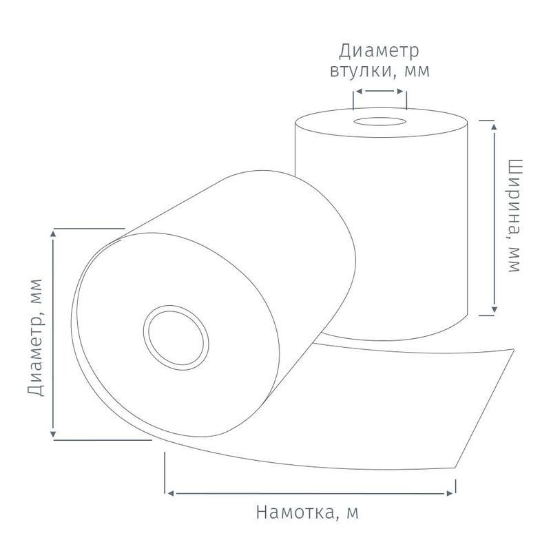 Чековая лента из термобумаги 80мм (диаметр 67-69мм, намотка 74м, втулка 12мм) 8шт.