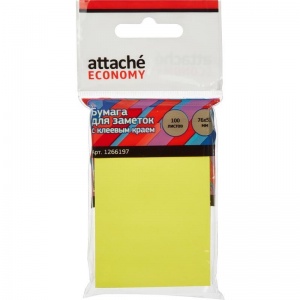 Стикеры (самоклеящийся блок) Attache Economy, 76x51мм, желтый, 100 листов, 12 уп.