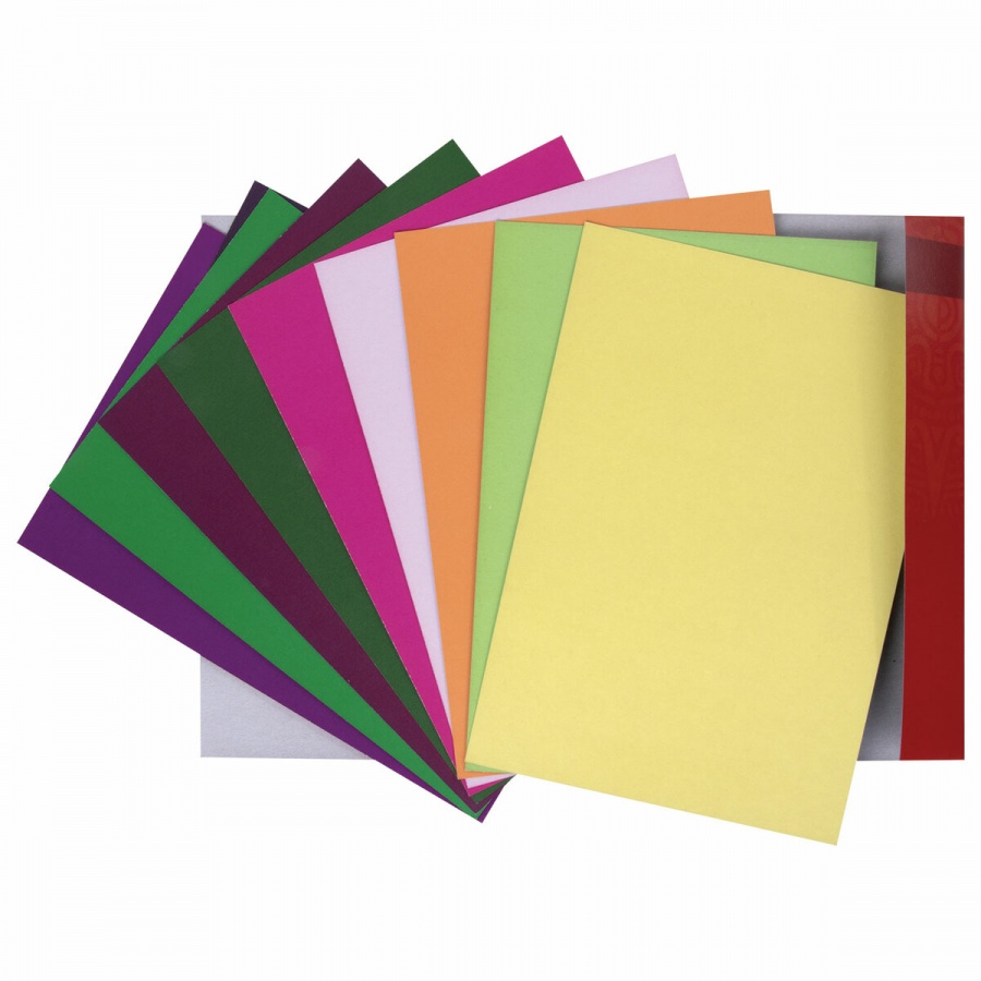 Картон цветной мелованный Остров Сокровищ (А4, 2-цветный, 2 папки по 10 листов, 20 цветов) (880254)
