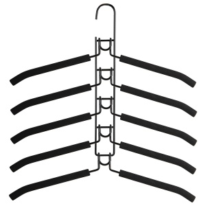 Вешалка-плечики металлическая Brabix с покрытием, трансформер, 5 плечиков, черный, 2шт.