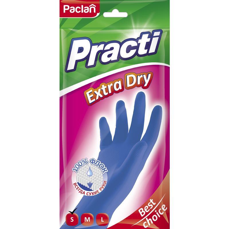 Перчатки латексные Paclan Practi Extra Dry с хлопковым напылением, размер 7 (S), 1 пара (407330), 20 уп.