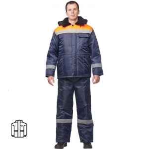 Спец.одежда Куртка зимняя мужская з32-КУ с СОП, синий/оранжевый, оксфорд (размер 60-62, рост 182-188)