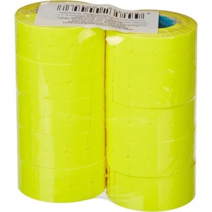 Этикет-лента 21.5x12мм, желтая прямоугольная, 10 рулонов по 1000шт.