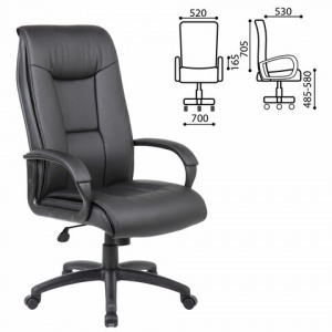 Кресло руководителя Brabix Premium "Work EX-513", экокожа, черная, пластик (531943)