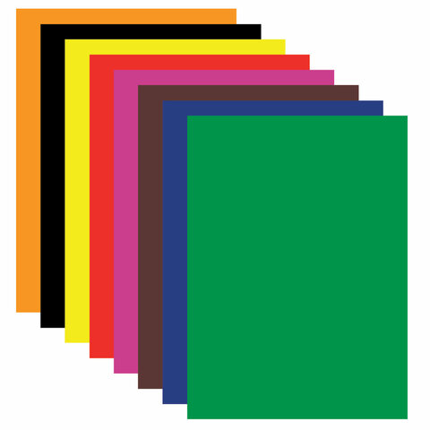 Бумага цветная офсетная самоклеящаяся Brauberg (8 листов, 8 цветов, А4, 210х297мм) в пакете (129287)