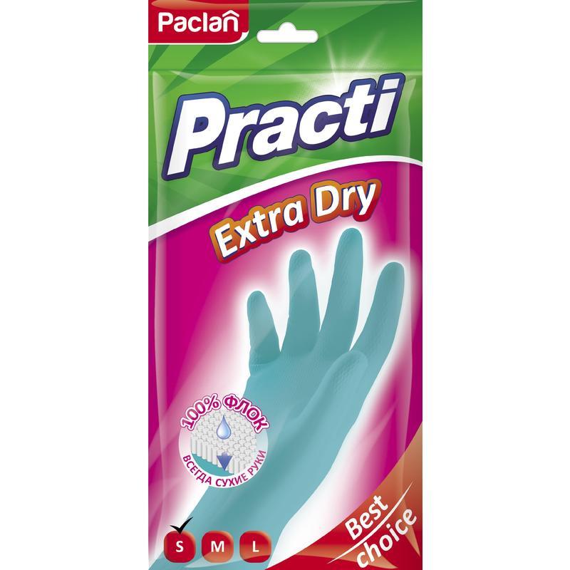 Перчатки латексные Paclan Practi Extra Dry с хлопковым напылением, размер 7 (S), 1 пара (407330), 20 уп.